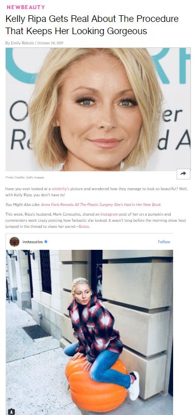 kelly ripa uses botox to stay beautiful