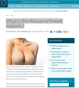 What is the lifespan of breast implants?